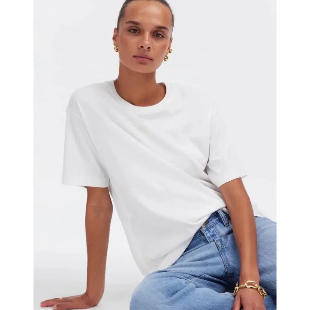 Madewell Cotton Relaxed Oversize Tee WMNS XS White Short Sleeve Crewneck Slouchy
